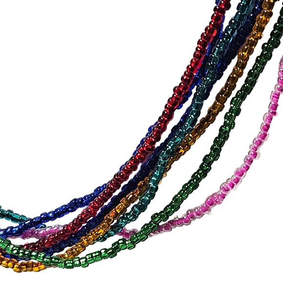 Rainbow Multi Strand Seed Beaded Necklace Pride Retro Fashion Jewelry Women - Picture 2 of 5